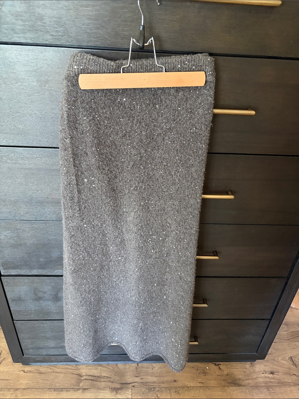 Zara Gray Sparkle Pencil Skirt with Subtle Sequin Detail